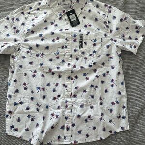 Hurley Palm Print Casual Shirt - White, Blue, Red